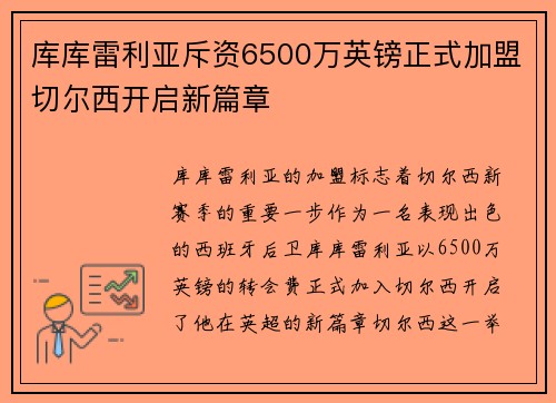 库库雷利亚斥资6500万英镑正式加盟切尔西开启新篇章